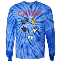 Catsa Cat Astronauts Kitten Space Tie-Dye Long Sleeve Shirt