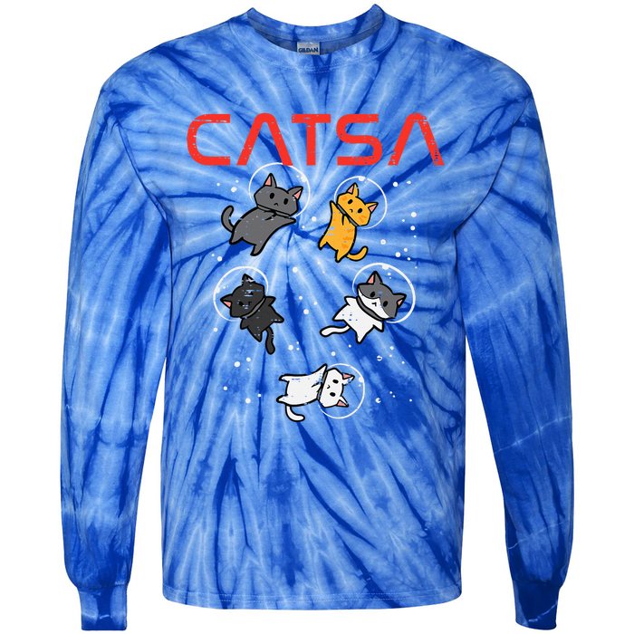 Catsa Cat Astronauts Kitten Space Tie-Dye Long Sleeve Shirt