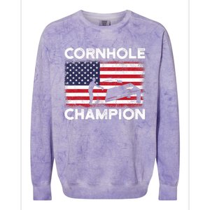 Cornhole Champion American Flag USA July 4th Cornhole Colorblast Crewneck Sweatshirt