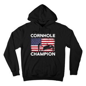 Cornhole Champion American Flag USA July 4th Cornhole Hoodie