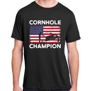 Cornhole Champion American Flag USA July 4th Cornhole Adult ChromaSoft Performance T-Shirt