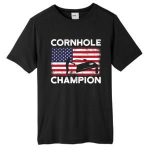 Cornhole Champion American Flag USA July 4th Cornhole Tall Fusion ChromaSoft Performance T-Shirt