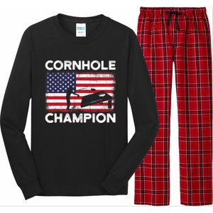 Cornhole Champion American Flag USA July 4th Cornhole Long Sleeve Pajama Set