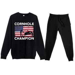 Cornhole Champion American Flag USA July 4th Cornhole Premium Crewneck Sweatsuit Set