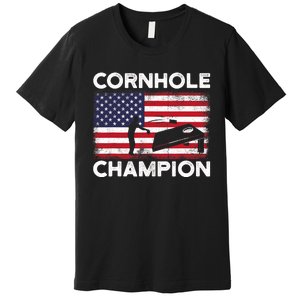 Cornhole Champion American Flag USA July 4th Cornhole Premium T-Shirt