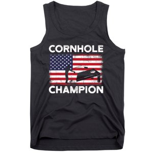 Cornhole Champion American Flag USA July 4th Cornhole Tank Top