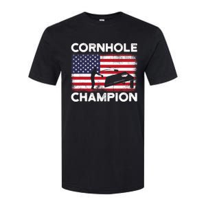 Cornhole Champion American Flag USA July 4th Cornhole Softstyle CVC T-Shirt