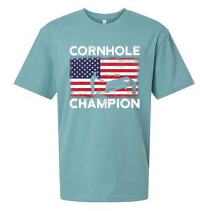 Cornhole Champion American Flag USA July 4th Cornhole Sueded Cloud Jersey T-Shirt