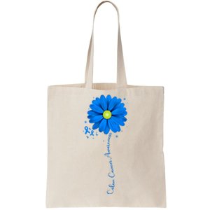 Colon Cancer Awareness Ribbon Daisy Tote Bag