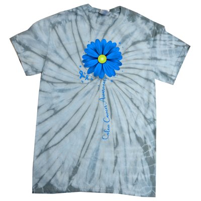 Colon Cancer Awareness Ribbon Daisy Tie-Dye T-Shirt