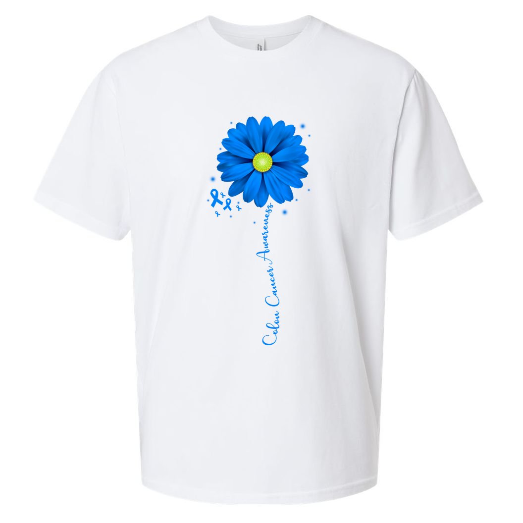 Colon Cancer Awareness Ribbon Daisy Sueded Cloud Jersey T-Shirt