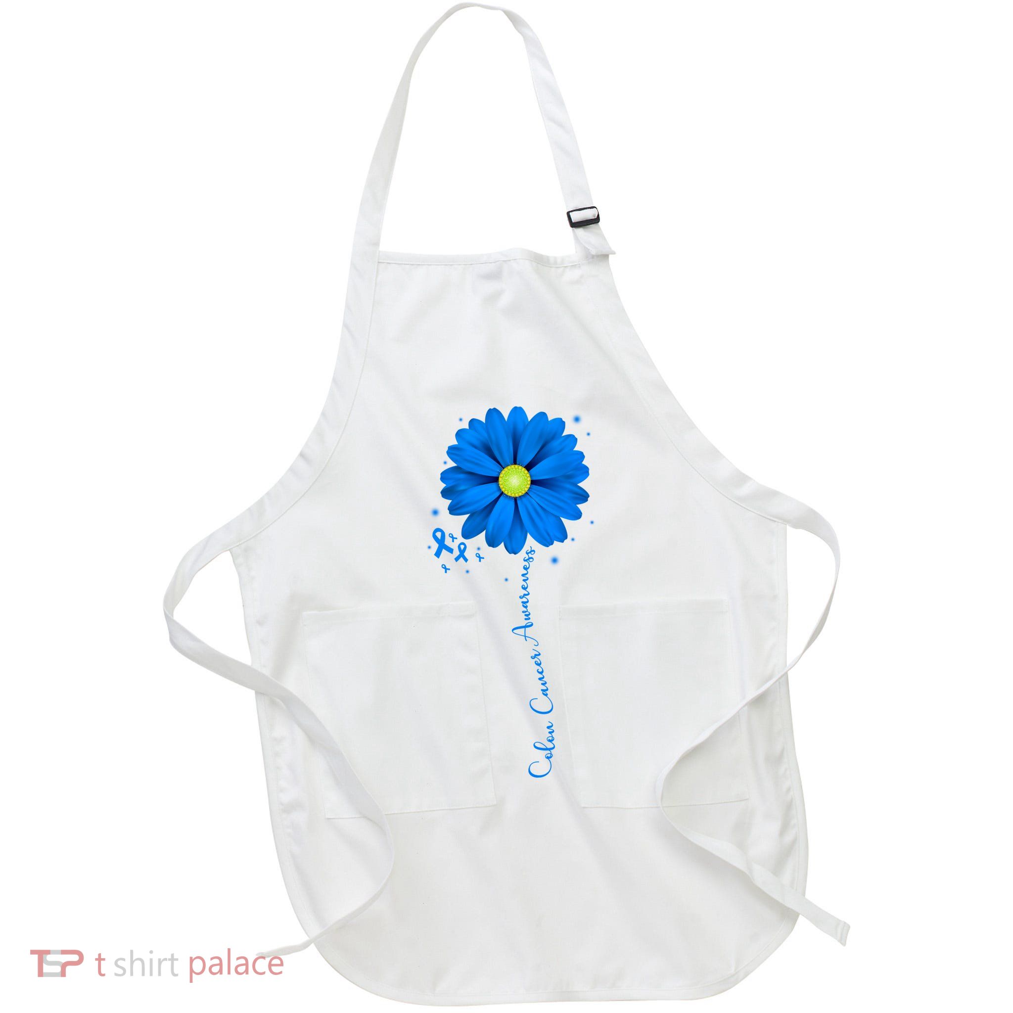 Colon Cancer Awareness Ribbon Daisy Apron
