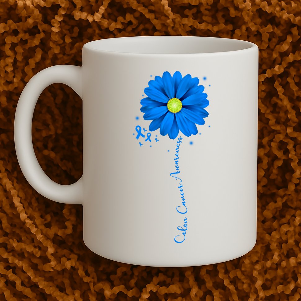 Colon Cancer Awareness Ribbon Daisy Mug