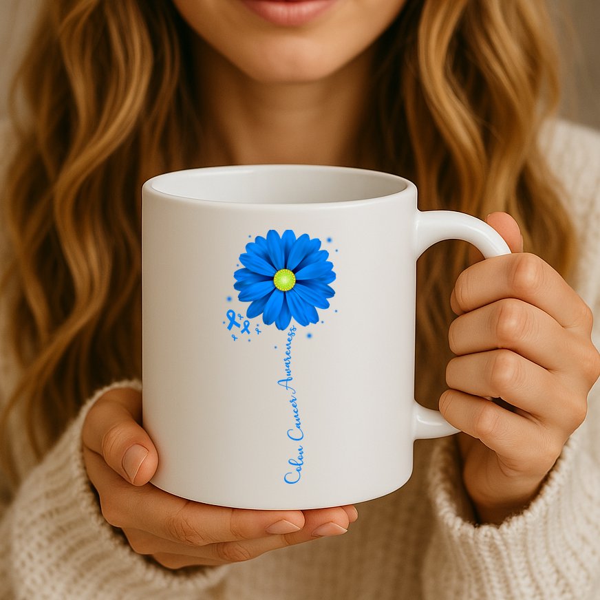 Colon Cancer Awareness Ribbon Daisy Mug