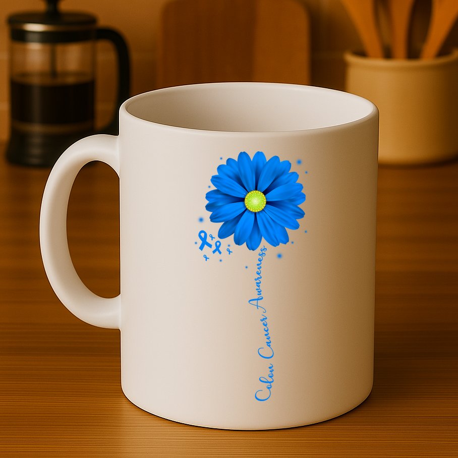 Colon Cancer Awareness Ribbon Daisy Mug