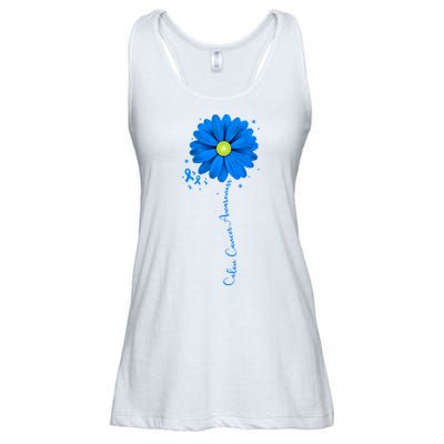 Colon Cancer Awareness Ribbon Daisy Ladies Essential Flowy Tank