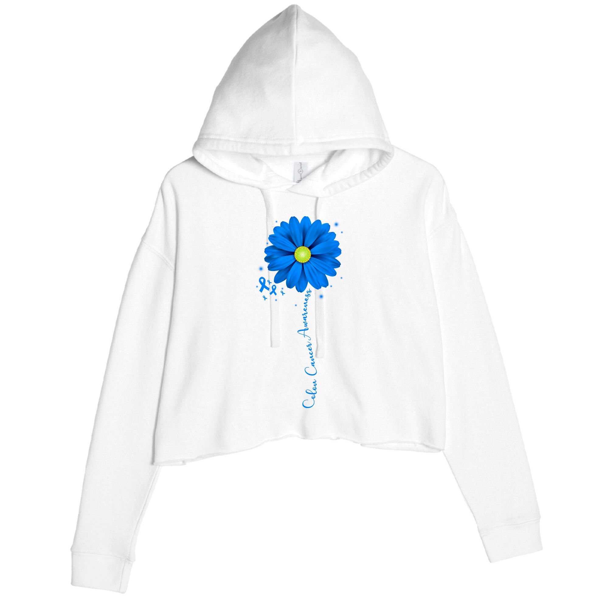 Colon Cancer Awareness Ribbon Daisy Crop Fleece Hoodie