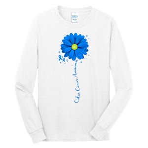 Colon Cancer Awareness Ribbon Daisy Tall Long Sleeve T-Shirt