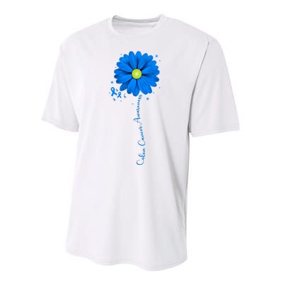 Colon Cancer Awareness Ribbon Daisy Performance Sprint T-Shirt