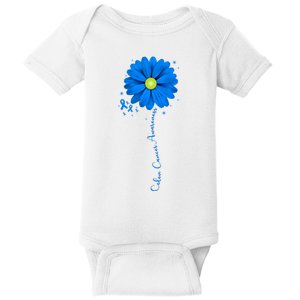 Colon Cancer Awareness Ribbon Daisy Baby Bodysuit