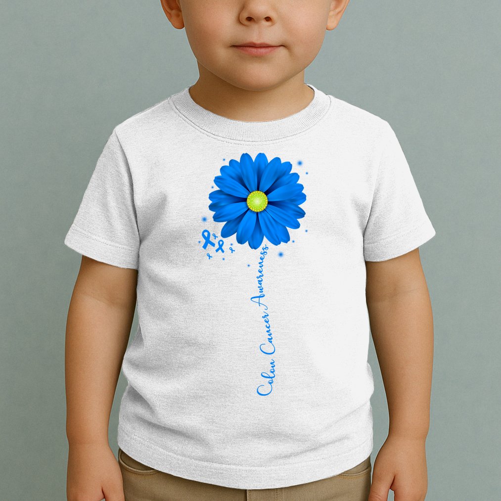 Colon Cancer Awareness Ribbon Daisy Toddler T-Shirt