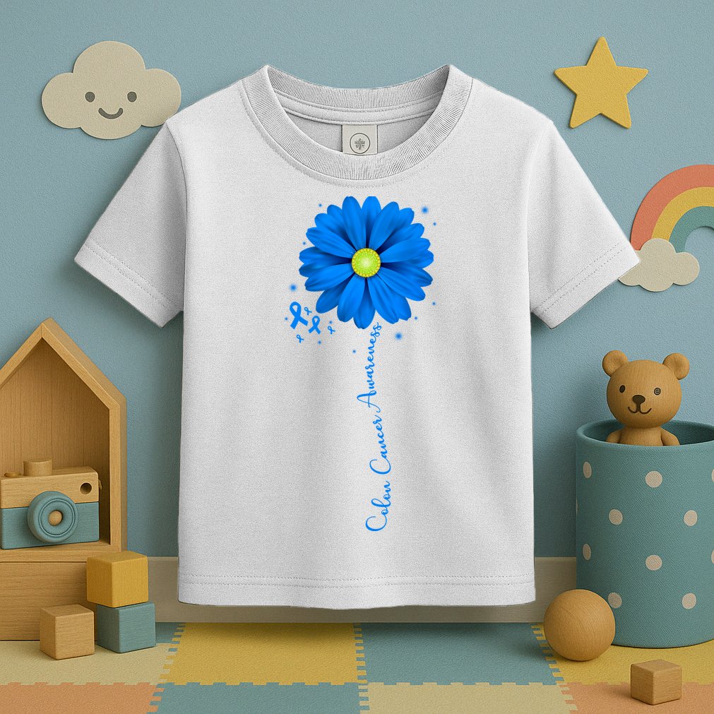 Colon Cancer Awareness Ribbon Daisy Toddler T-Shirt