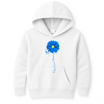 Colon Cancer Awareness Ribbon Daisy Kids Hoodie