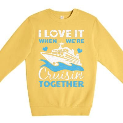 Cool Cruise Art Wo Cruise Ship Couple Family Vacation  Premium Crewneck Sweatshirt