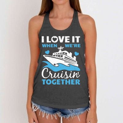 Cool Cruise Art Cruise Ship Couple Family Vacation Women's Knotted Racerback Tank