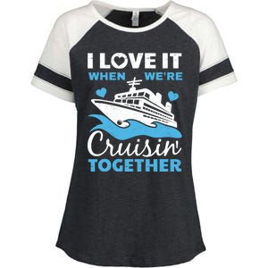 Cool Cruise Art Cruise Ship Couple Family Vacation Enza Ladies Jersey Colorblock Tee