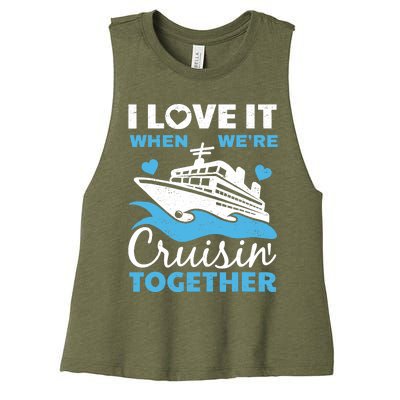 Cool Cruise Art Cruise Ship Couple Family Vacation Women's Racerback Cropped Tank