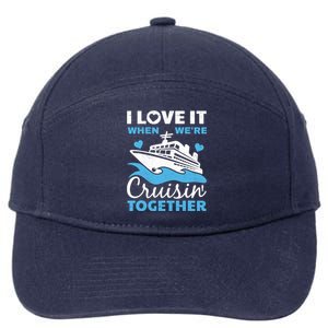 Cool Cruise Art Cruise Ship Couple Family Vacation 7-Panel Snapback Hat