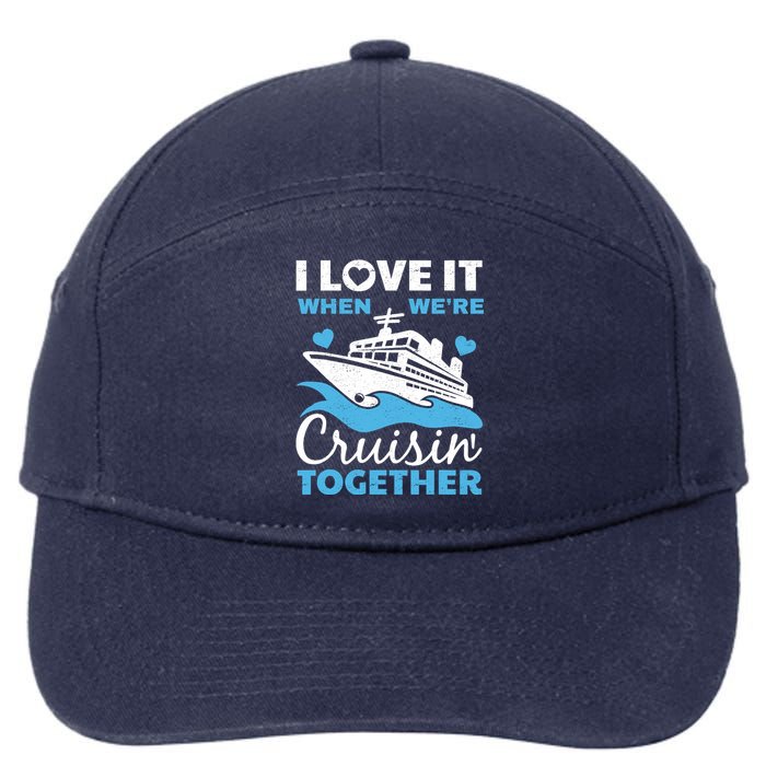 Cool Cruise Art Cruise Ship Couple Family Vacation 7-Panel Snapback Hat