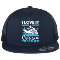 Cool Cruise Art Cruise Ship Couple Family Vacation Flat Bill Trucker Hat