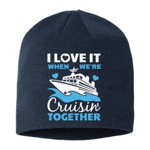 Cool Cruise Art Cruise Ship Couple Family Vacation Sustainable Beanie