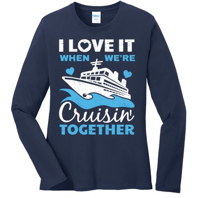 Cool Cruise Art Cruise Ship Couple Family Vacation Ladies Long Sleeve Shirt