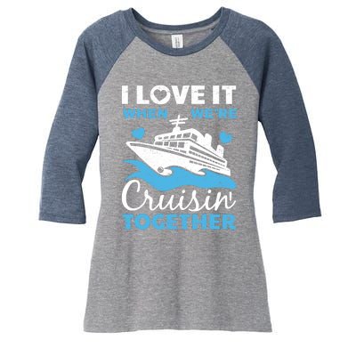 Cool Cruise Art Cruise Ship Couple Family Vacation Women's Tri-Blend 3/4-Sleeve Raglan Shirt