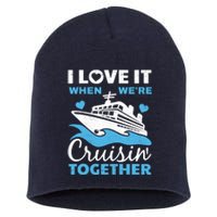 Cool Cruise Art Cruise Ship Couple Family Vacation Short Acrylic Beanie