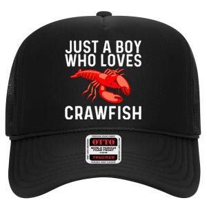 Cool Crawfish Art For Lobster Crawdad Boil Food High Crown Mesh Back Trucker Hat