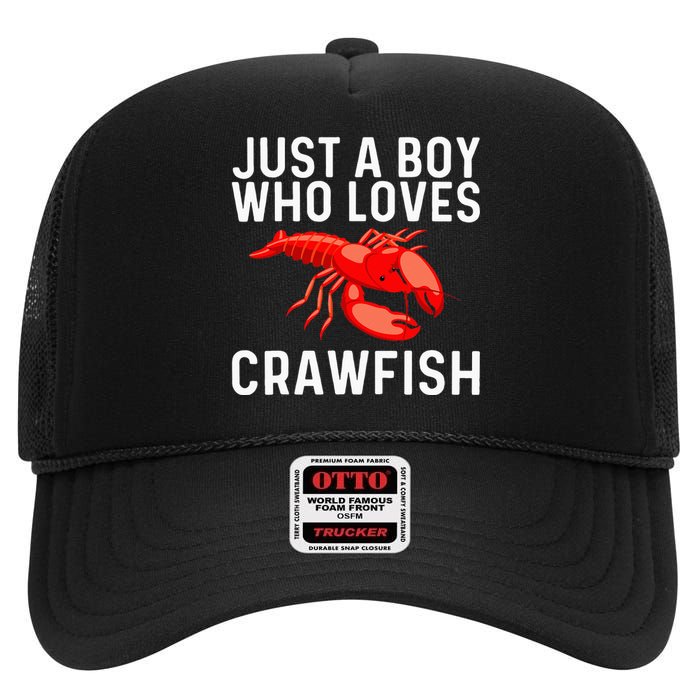 Cool Crawfish Art For Lobster Crawdad Boil Food High Crown Mesh Back Trucker Hat