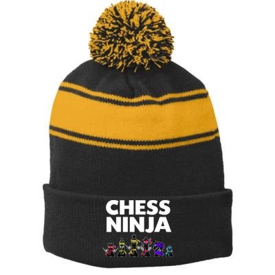 Cool Chess Art For Boy Chess Player Chess Lovers Stripe Pom Pom Beanie