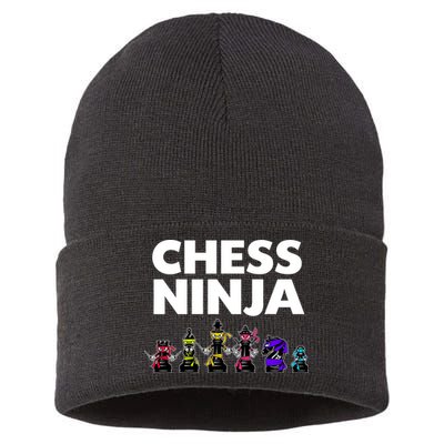 Cool Chess Art For Boy Chess Player Chess Lovers Sustainable Knit Beanie