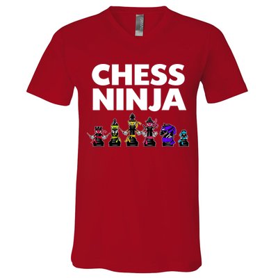 Cool Chess Art For Boy Chess Player Chess Lovers V-Neck T-Shirt