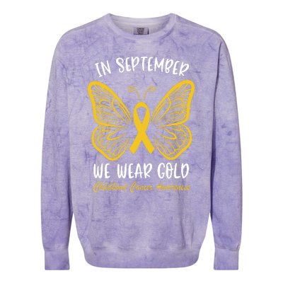 Childhood Cancer Awareness In September We Wear Gold Cute Colorblast Crewneck Sweatshirt