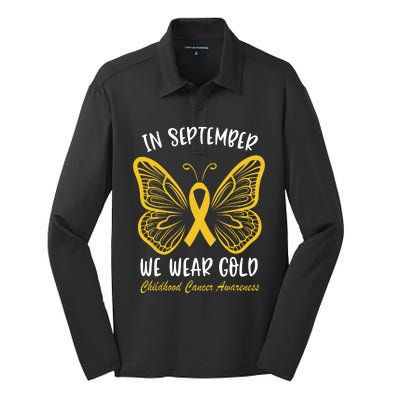 Childhood Cancer Awareness In September We Wear Gold Cute Silk Touch Performance Long Sleeve Polo