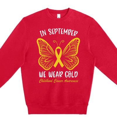 Childhood Cancer Awareness In September We Wear Gold Cute Premium Crewneck Sweatshirt