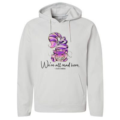 Chesire Cat Alice In Wonderland WeRe All Mad Here Performance Fleece Hoodie