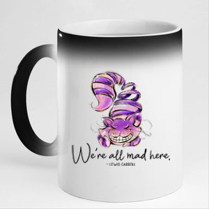 Chesire Cat Alice In Wonderland WeRe All Mad Here 11oz Black Color Changing Mug