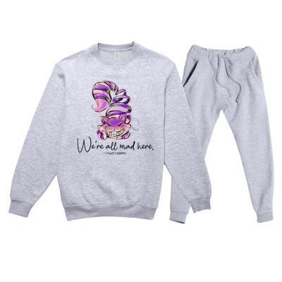 Chesire Cat Alice In Wonderland WeRe All Mad Here Premium Crewneck Sweatsuit Set