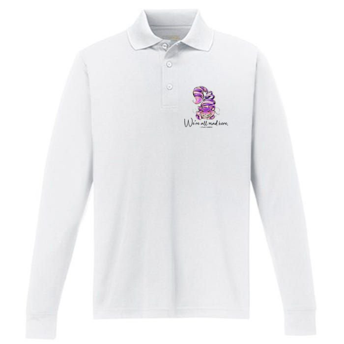 Chesire Cat Alice In Wonderland WeRe All Mad Here Performance Long Sleeve Polo